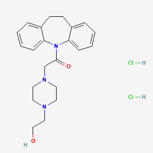 molecular formula C22H29Cl2N3O2 B13749415 Ketone, 10,11-dihydro-5H-dibenz(b,f)azepin-5-yl (4-(2-hydroxyethyl)piperazinyl)methyl, dihydrochloride CAS No. 29573-86-2