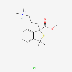 molecular formula C17H26ClNO2S B13749610 Benzo(c)thiophene-1-carboxylic acid, 1,3-dihydro-3,3-dimethyl-1-(3-(dimethylamino)propyl)-, methyl ester, hydrochloride CAS No. 26106-21-8