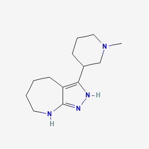 molecular formula C13H22N4 B13749686 Pyrazolo[3,4-b]azepine,1,4,5,6,7,8-hexahydro-3-(1-methyl-3-piperidinyl)-(9ci) 
