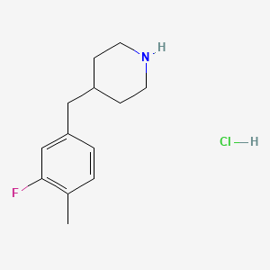 molecular formula C13H19ClFN B13749752 4-[(3-Fluoro-4-methylphenyl)methyl]piperidine--hydrogen chloride (1/1) CAS No. 1172721-51-5