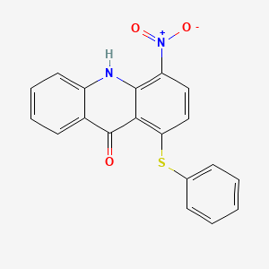 molecular formula C19H12N2O3S B13749884 9(10H)-Acridinone, 4-nitro-1-(phenylthio)- CAS No. 21810-29-7