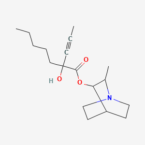 molecular formula C18H29NO3 B13749938 Heptanoic acid, 2-hydroxy-2-(1-propynyl)-, 2-methyl-3-quinuclidinyl ester CAS No. 101913-75-1