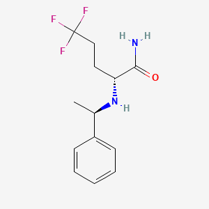 molecular formula C13H17F3N2O B13749996 (2R)-5,5,5-trifluoro-2-[[(1R)-1-phenylethyl]amino]-pentanamide CAS No. 1146852-38-1