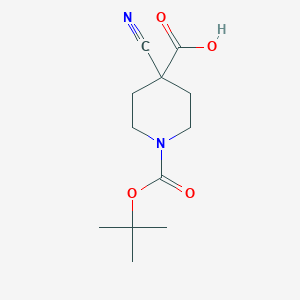 molecular formula C12H18N2O4 B1375003 1-(tert-Butoxycarbonyl)-4-cyanopiperidine-4-carboxylic acid CAS No. 495415-34-4
