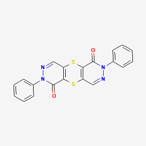 molecular formula C20H12N4O2S2 B13750051 5,12-diphenyl-2,9-dithia-5,6,12,13-tetrazatricyclo[8.4.0.03,8]tetradeca-1(10),3(8),6,13-tetraene-4,11-dione CAS No. 5557-49-3