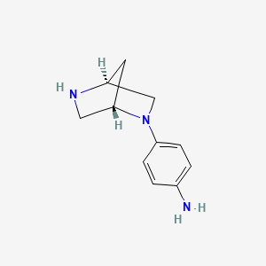 molecular formula C11H15N3 B13750150 Benzenamine,4-(1S,4S)-2,5-diazabicyclo[2.2.1]hept-2-yl-(9ci) 