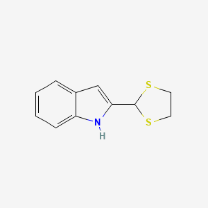 molecular formula C11H11NS2 B13750441 Indole, 2-(1,3-dithiolan-2-YL)- CAS No. 101831-92-9