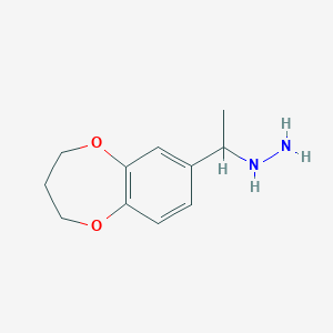 molecular formula C11H16N2O2 B13750469 1-(1-(3,4-dihydro-2H-benzo[b][1,4]dioxepin-7-yl)ethyl)hydrazine 