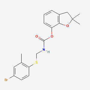 molecular formula C19H20BrNO3S B13750488 Carbamic acid, ((4-bromo-2-methylphenyl)thio)methyl-, 2,3-dihydro-2,2-dimethyl-7-benzofuranyl ester CAS No. 50539-75-8