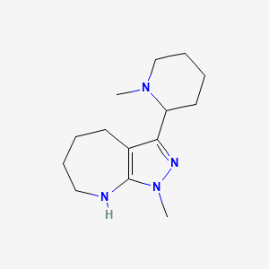 molecular formula C14H24N4 B13750492 Pyrazolo[3,4-b]azepine,1,4,5,6,7,8-hexahydro-1-methyl-3-(1-methyl-2-piperidinyl)-(9ci) 