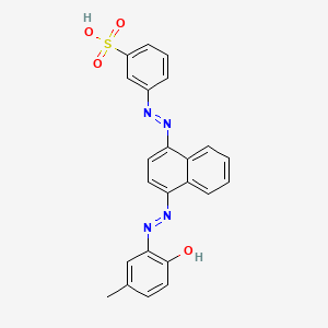 molecular formula C23H18N4O4S B13750514 Benzenesulfonic acid, 3-[[4-[(2-hydroxy-5-methylphenyl)azo]-1-naphthalenyl]azo]- CAS No. 63251-41-2