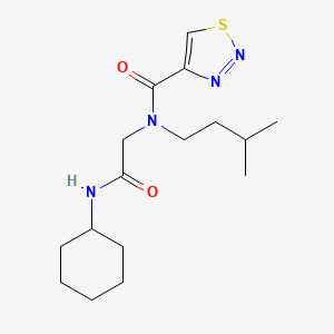 molecular formula C16H26N4O2S B13750548 N-[2-(cyclohexylamino)-2-oxoethyl]-N-(3-methylbutyl)thiadiazole-4-carboxamide 