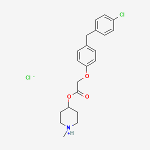 molecular formula C21H25Cl2NO3 B13750587 Acetic acid, 2-(4-(4-chlorobenzyl)phenoxy)-, 1-methyl-4-piperidyl ester, hydrochloride CAS No. 57081-55-7