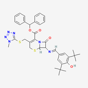 molecular formula C38H42N6O4S2 B13750675 Diphenylmethyl7-(3,5-DI-tert-butyl-4-hydroxybenzylideneamino)-3-[[(1-methyl-1H-tetrazol-5-YL)thio]methyl]-3-cephem-4-carboxylate 