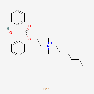 molecular formula C24H34BrNO3 B13750819 Dimethylhexyl(2-hydroxyethyl)ammonium bromide benzilate CAS No. 55019-67-5