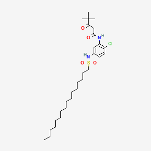 molecular formula C29H49ClN2O4S B13750912 Pentanamide, N-[2-chloro-5-[(hexadecylsulfonyl)amino]phenyl]-4,4-dimethyl-3-oxo- CAS No. 62563-16-0