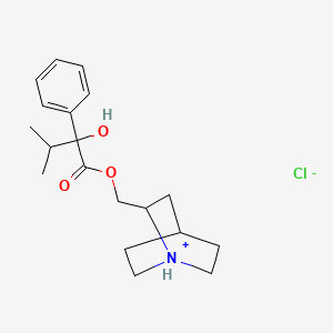 molecular formula C19H28ClNO3 B13750913 1-azoniabicyclo[2.2.2]octan-2-ylmethyl 2-hydroxy-3-methyl-2-phenylbutanoate;chloride CAS No. 101711-03-9
