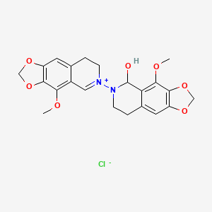 molecular formula C22H23ClN2O7 B13750934 1,3-Dioxolo(4,5-g)isoquinolinium, 7,8-dihydro-6-(7,8-dihydro-5-hydroxy-4-methoxy-1,3-dioxolo(4,5-g)isoquinolin-6(5H)-yl)-4-methoxy-, chloride CAS No. 5584-82-7