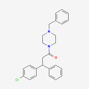 molecular formula C26H27ClN2O B13750965 4-Benzylpiperazinyl beta-(p-chlorophenyl)phenethyl ketone CAS No. 25174-65-6