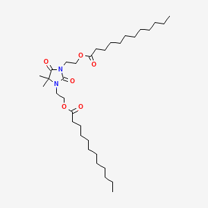 molecular formula C33H60N2O6 B13751020 (4,4-Dimethyl-2,5-dioxoimidazolidine-1,3-diyl)diethylene dilaurate CAS No. 63059-80-3
