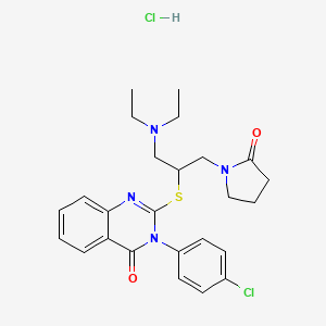 molecular formula C25H30Cl2N4O2S B13751049 4(3H)-Quinazolinone, 3-(4-chlorophenyl)-2-((1-((diethylamino)methyl)-2-(2-oxo-1-pyrrolidinyl)ethyl)thio)-, monohydrochloride CAS No. 117038-98-9