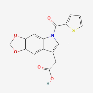 molecular formula C17H13NO5S B13751086 2-[6-methyl-5-(thiophene-2-carbonyl)-[1,3]dioxolo[4,5-f]indol-7-yl]acetic acid CAS No. 50332-08-6