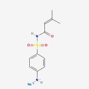 molecular formula C11H13N2NaO3S B13751105 Sulfanilamide, N(sup 1)-3,3-dimethylacrylyl-, monosodium salt CAS No. 78739-59-0