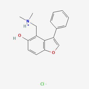 molecular formula C17H18ClNO2 B13751248 4-((Dimethylamino)methyl)-3-phenyl-5-benzofuranol hydrochloride CAS No. 63112-44-7