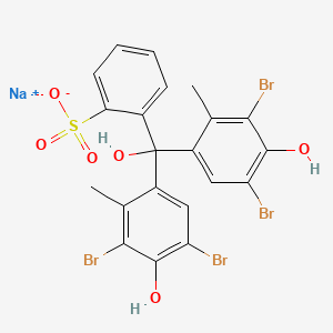 molecular formula C21H15Br4NaO6S B13751292 Sodium o-(bis(3,5-dibromo-4-hydroxy-o-tolyl)hydroxymethyl)benzenesulphonate CAS No. 23778-59-8
