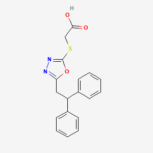 molecular formula C18H16N2O3S B13751333 2-[[5-(2,2-diphenylethyl)-1,3,4-oxadiazol-2-yl]sulfanyl]acetic acid CAS No. 78613-16-8