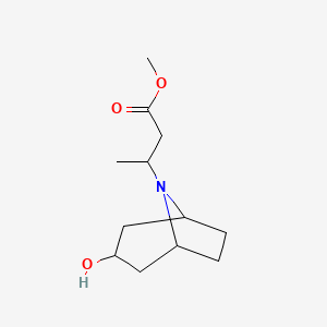molecular formula C12H21NO3 B1375139 Methyl 3-{3-hydroxy-8-azabicyclo[3.2.1]octan-8-yl}butanoate CAS No. 1342122-46-6