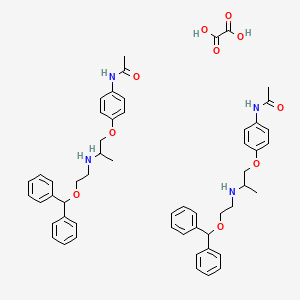 molecular formula C54H62N4O10 B13751408 N-(4-(2-((2-(Diphenylmethoxy)ethyl)amino)propoxy)phenyl)acetamide hemioxalate CAS No. 62099-01-8