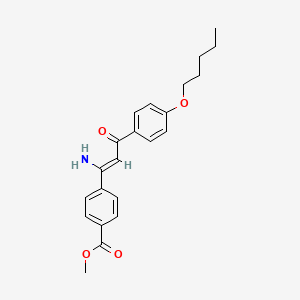 molecular formula C22H25NO4 B13751428 methyl 4-[(Z)-1-amino-3-oxo-3-(4-pentoxyphenyl)prop-1-enyl]benzoate 