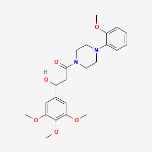 molecular formula C23H30N2O6 B13751477 3-Hydroxy-1-[4-(2-methoxyphenyl)piperazin-1-yl]-3-(3,4,5-trimethoxyphenyl)propan-1-one CAS No. 23851-98-1