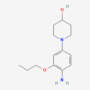 molecular formula C14H22N2O2 B1375148 1-(4-Amino-3-propoxyphenyl)piperidin-4-ol CAS No. 1411704-52-3