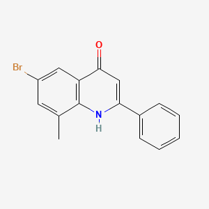 molecular formula C16H12BrNO B13751487 6-Bromo-4-hydroxy-8-methyl-2-phenylquinoline CAS No. 1154912-74-9