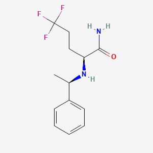 molecular formula C13H17F3N2O B13751571 (2S)-5,5,5-Trifluoro-2-[[(1R)-1-phenylethyl]amino]-pentanamide 