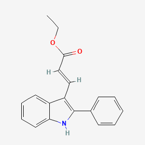 molecular formula C19H17NO2 B13751609 Ethyl 3-(2-phenyl-1H-3-indolyl)-acrylate 