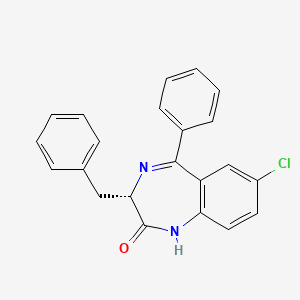 molecular formula C22H17ClN2O B13751621 2H-1,4-Benzodiazepin-2-one, 1,3-dihydro-7-chloro-5-phenyl-3-(phenylmethyl)-, (S)- CAS No. 39200-49-2