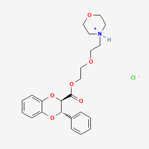 molecular formula C23H28ClNO6 B13751703 1,4-Benzodioxan-2-carboxylic acid, 3-phenyl-, 2-(2-morpholinoethoxy)ethyl ester, hydrochloride, (E)- CAS No. 100447-56-1