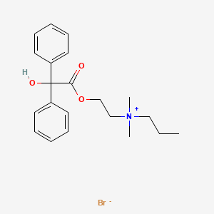 molecular formula C21H28BrNO3 B13751730 Dimethyl(2-hydroxyethyl)propylammonium bromide benzilate CAS No. 57876-22-9