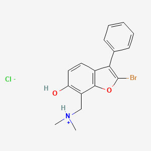 molecular formula C17H17BrClNO2 B13751817 2-Bromo-7-((dimethylamino)methyl)-3-phenyl-6-benzofuranol hydrochloride CAS No. 63112-53-8