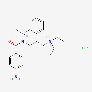 molecular formula C22H32ClN3O B13751863 Benzamide, p-amino-N-(3-(diethylamino)propyl)-N-(alpha-methylbenzyl)-, hydrochloride CAS No. 100321-54-8