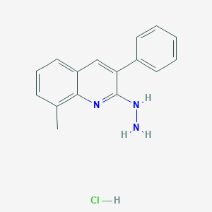 molecular formula C16H16ClN3 B13751879 2-Hydrazino-8-methyl-3-phenylquinoline hydrochloride CAS No. 1172400-01-9