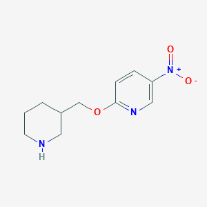 molecular formula C11H15N3O3 B13751885 5-Nitro-2-(piperidin-3-ylmethoxy)pyridine 