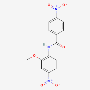 molecular formula C14H11N3O6 B13752019 Benzamide, N-(2-methoxy-4-nitrophenyl)-4-nitro- CAS No. 5428-51-3