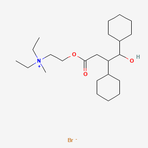 molecular formula C23H44BrNO3 B13752037 Ammonium, diethyl(2-hydroxyethyl)methyl-, bromide, 2,3-dicyclohexyl-3-hydroxybutyrate CAS No. 101317-78-6
