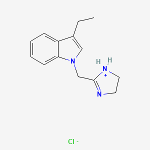 molecular formula C14H18ClN3 B13752101 3-Ethyl-1-(2-imidazolin-2-ylmethyl)indole hydrochloride CAS No. 22683-22-3