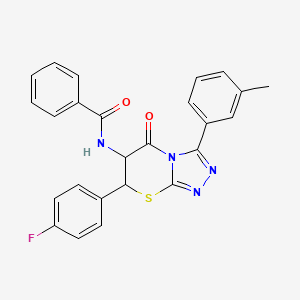 molecular formula C25H19FN4O2S B13752187 Benzamide, N-(7-(4-fluorophenyl)-6,7-dihydro-3-(3-methylphenyl)-5-oxo-5H-1,2,4-triazolo(3,4-b)(1,3)thiazin-6-yl)- CAS No. 113056-54-5