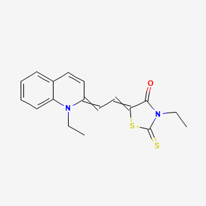 molecular formula C18H18N2OS2 B13752229 4-Thiazolidinone, 3-ethyl-5-((1-ethyl-2(1H)-quinolinylidene)ethylidene)-2-thioxo- CAS No. 23350-56-3
